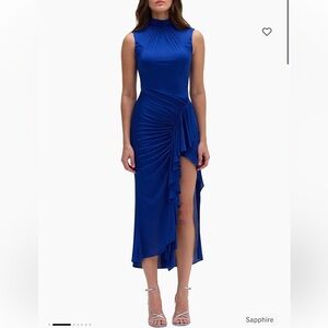 PatBO Metallic High Neck Beautiful Midi Dress